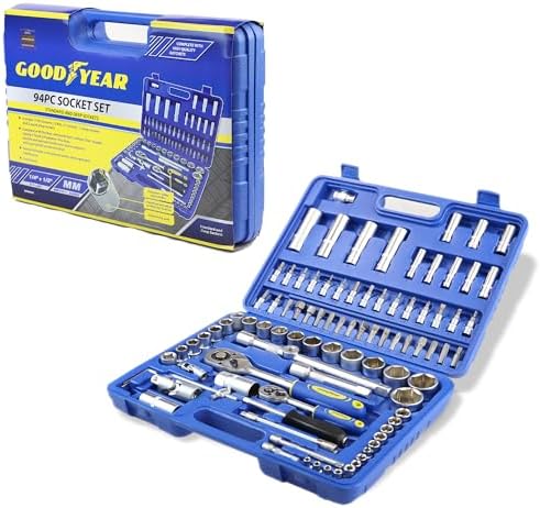 Goodyear 94 Pc Socket Set Professional Tool Kit Metric Ratchet Set ...