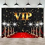 7x5ft VIP Backdrop Red Carpet Event Photography Background Black Curtain Star Catwalks Stage Film Movie Music Night Gold Banner Decorations Celebrity Activity Portrait Photo Booth Prop