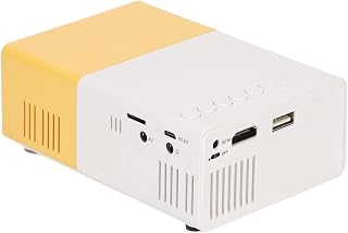 Pocket Projector, LED Light Source Yellow Small Projector Mini Compact Mobile Same Screen for Indoor for Bedroom(UK Plug)