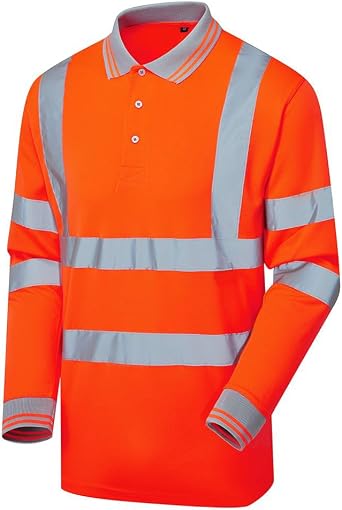 Expert Workwear Hi Vis Viz Polo T Shirt High Visibility Safety Security Breathable Work Top Button T-Shirt Lightweight Double Tape - Short & Long Sleeve