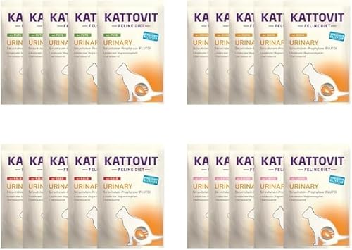 Kattovit Urinary Frischebeutel | Bundle | 4 Sorten | 20 x 85g | Pute, Huhn, Kalb & Lachs