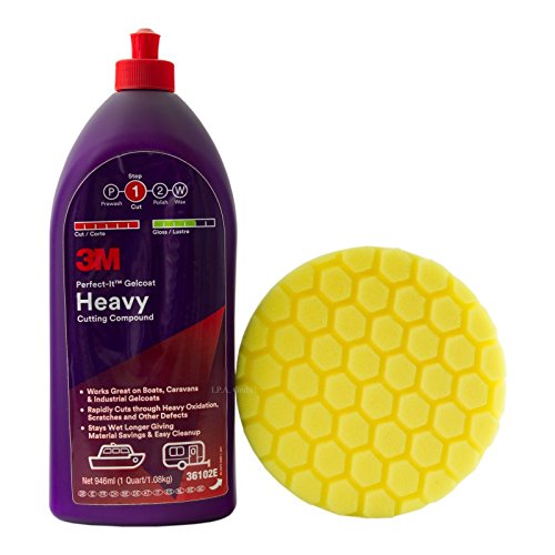 3M Perfect-It Gel Coat Heavy Cutting Compound 36102e abrasif fort et tampon alvéolé