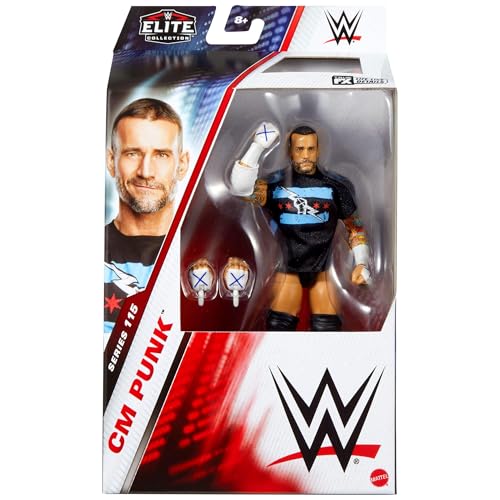 Mattel WWE Elite Action Figure & Accessories, Series #115 6-inch Collectible CM Punk with 25 Articulation Points & Swappable Hands