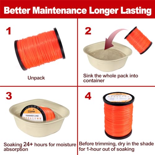 Cluparis Round String Trimmer Line.105-Inch-by-1129-ft 5-Pound Grass Trimmer Line Donut, Round-Shaped Nylon Weed Eater String, with Line Cutter, Orange - Thumbnail 6