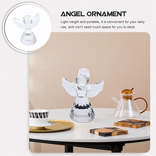 Miniatura 5 de COHEALI 2pcs Crystal Angel Figurine Paperweight Glass Guardian Angel Statue for Women Art Collectible Figurines Hand Blown Glass Art Angel