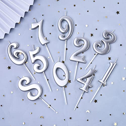 Phd Cake 10-Count 0-9 Silver Number Birthday Candles, Number One Birthday, Silver Number Candles, Party Celebration, Baby Showers #TOP2