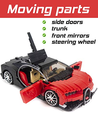 CELMAN Sportwagen Technic Bausteine Auto als Bugatti Chiron | 859 Technic Teile | Klemmbausteine | Geschenkbox – Bild 7