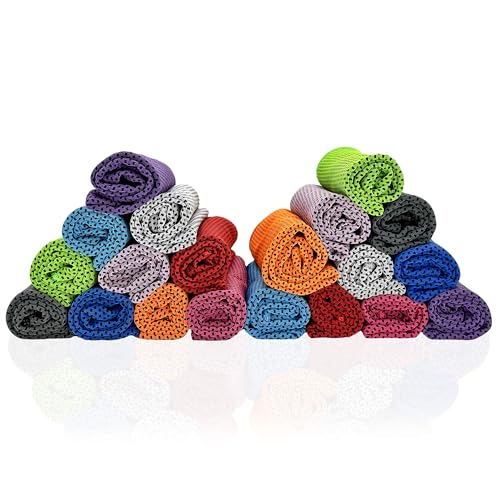 WERBME 20 Packs Cooling Towels, Microfiber Ice Towel Bulk, Cooling Towels for Neck and Face, Soft Breathable Sweat Towel for Sports, Yoga, Golf, Gym, Travel, Camping, Workout & More Activities