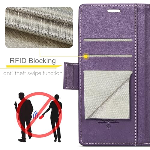 Taneny Wallet Case for Moto Edge 2025, PU Leather Magnetic Flip Case with RFID Blocking Card Holder Kickstand for Women Men, Shockproof Durable Protective Phone Cover for Motorola Edge 2025 (Purple) - image 4