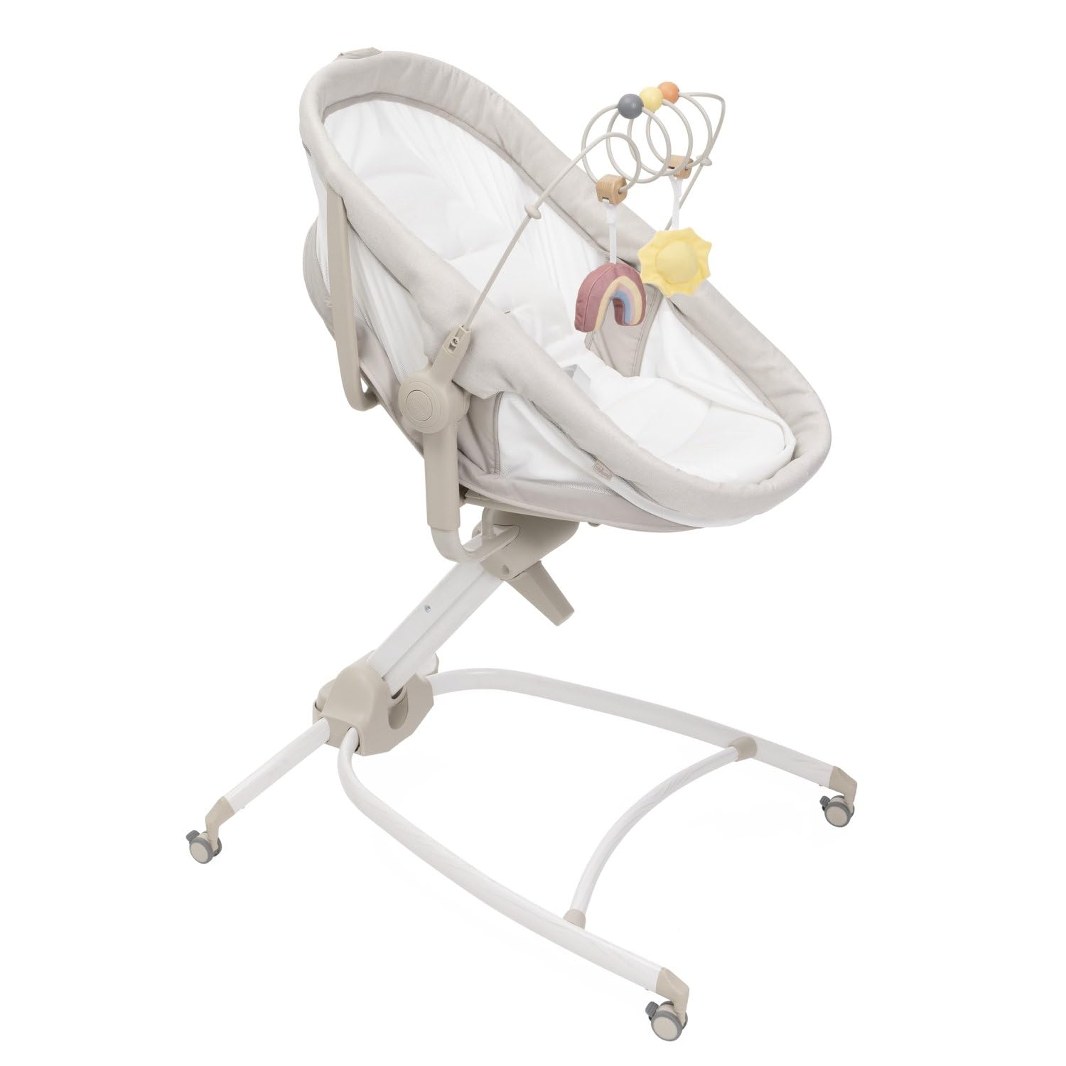 Chicco Baby Hug 4in1 Armonia, Culla, Sdraietta, Seggiolone e Sedia da Tavolo 0-36 Mesi, Altezza Regolabile a Pedale, Barra Gioco e Tessuto a Rete per Circolazione Aria, Soluzione Salvaspazio