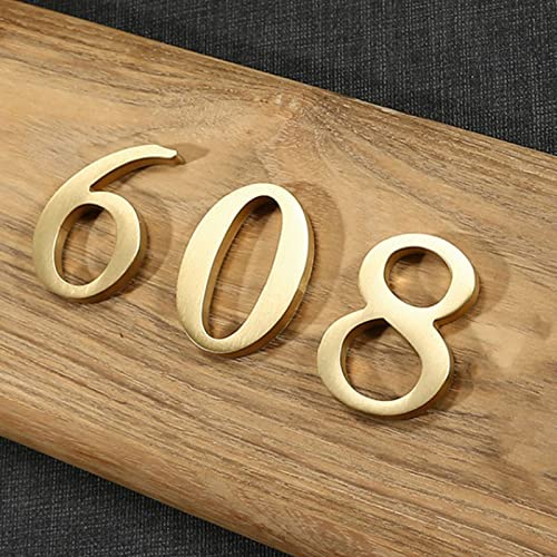 3D Self Adhesive Brass House Plaque Numbers Stickers 0-9 Letter Abc Metal Electroplated Digital Doorplate For Apartment Room Home Door Number Sign Mailbox Address Street Hotel Indoor, Anti-Rust (C) #TOP3