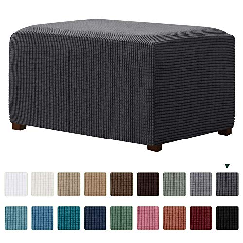 CHUN YI Stretch Ottoman Slipcover Rectangle Storage Stool Cover Furniture Protector with Elastic