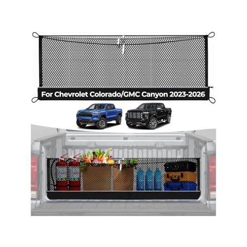 Image of 3-Layer Cargo Net for Chevy Colorado & GMC Canyon 2023-2026, Zoned Storage | Truck Bed Net with Integrated Zippered Storage Bag, Heavy-Duty Cargo Organizer Netting for Camping, Trips & Everyday Use