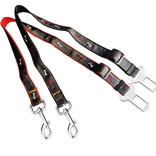 GOOMAND ペット 犬・猫用 シートベルト（2本セット） ペット カーシートベルト 車内専用 サイズ 調整可能 簡単なインストール ペット用シートベルト
