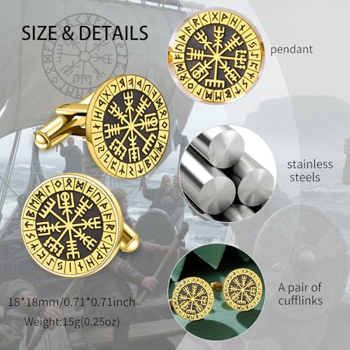 Mancuernillas Norse Viking Vegvisir Acero inox miniatura 3