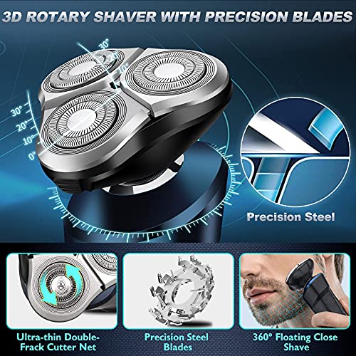 Electric Razor For Men, New Electric Shavers For Men Cordless Rechargeable, Wet/Dry Mens Shaver Electric Razor For Men, Waterproof 3D Rotary Mens Razor For Shaving Gifts For Husband, Dad,Boyfriend #TOP1