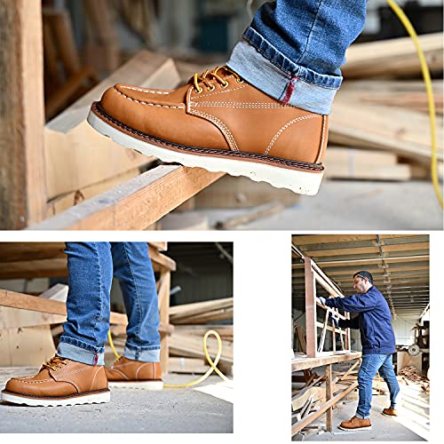 Image of Work Boots for Men - 6 Inch Wedge Soft Toe Mens Work Boots, Waterproof Construction Work Shoes