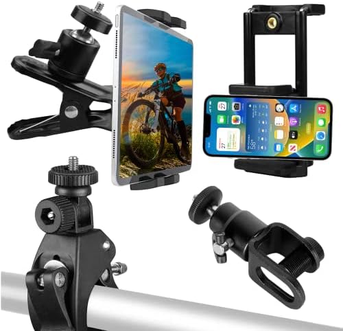 MeeA Multi-Functional Clamps for Pole, Bike and Desk Mounts with 1/4 Thread (Includes 3 Types of Clamps Tablet and Phone Holder)