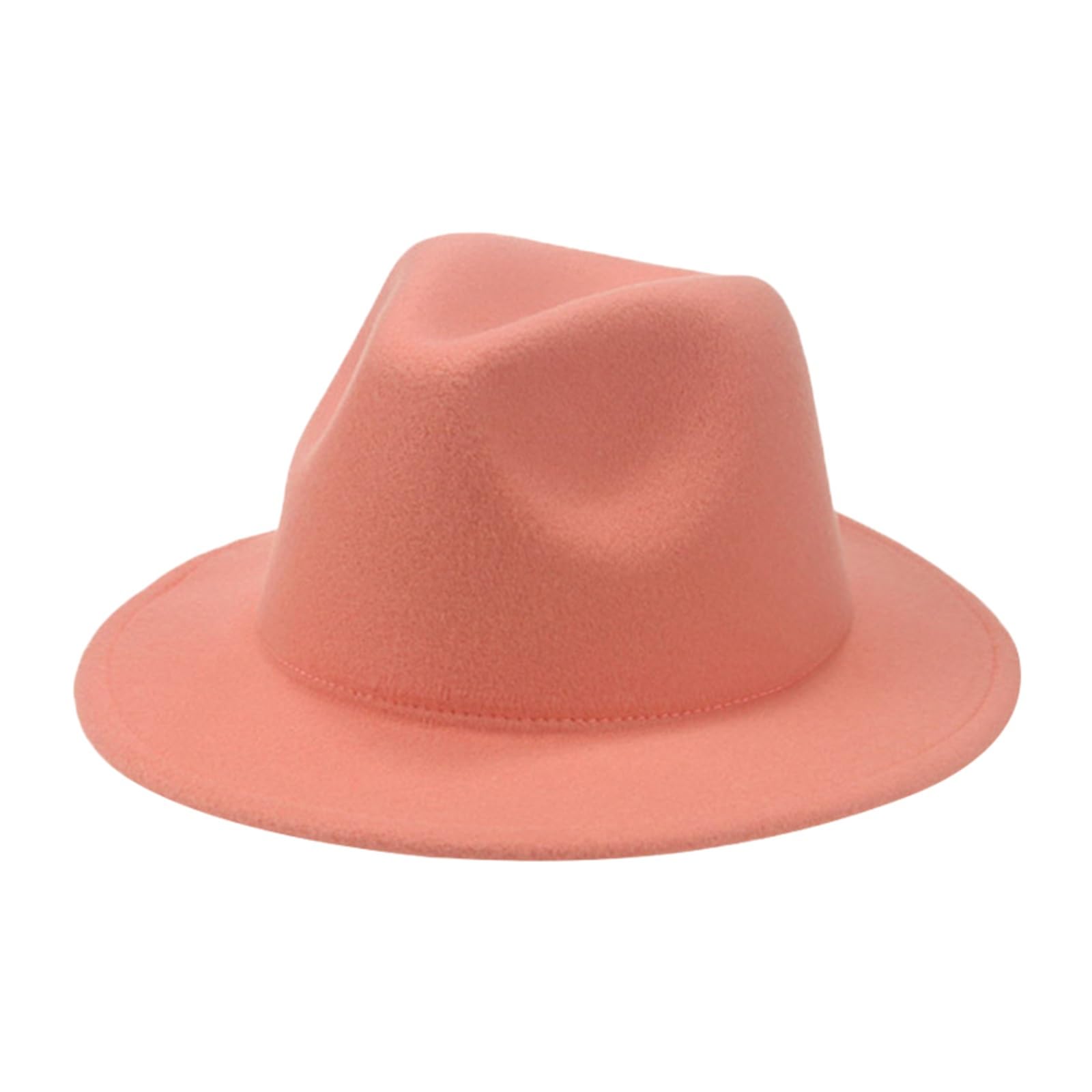 FeMereina Kid Fedora Hat Solid Color Children Jazz Hats Classic Wide Brim Panama Dress Hat for Boys Girls Clothes Accessories (Flesh Pink, ONE Size)