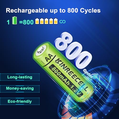 image for KINREECELL Rechargeable AA Batteries, Ni-MH Double A Solar Batteries H