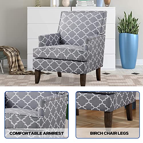 Sillón clásico tapizado gris con estructura de madera miniatura 6