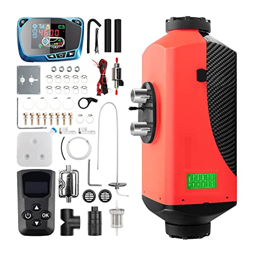 1inchome Calefacción diesel, calentador de aire de 12 V, 2 KW/5 KW/8 KW Air Diesel Calentador con silenciador, interruptor LCD y mando a distancia para coche, RV, barco, camión, coche, autocaravana