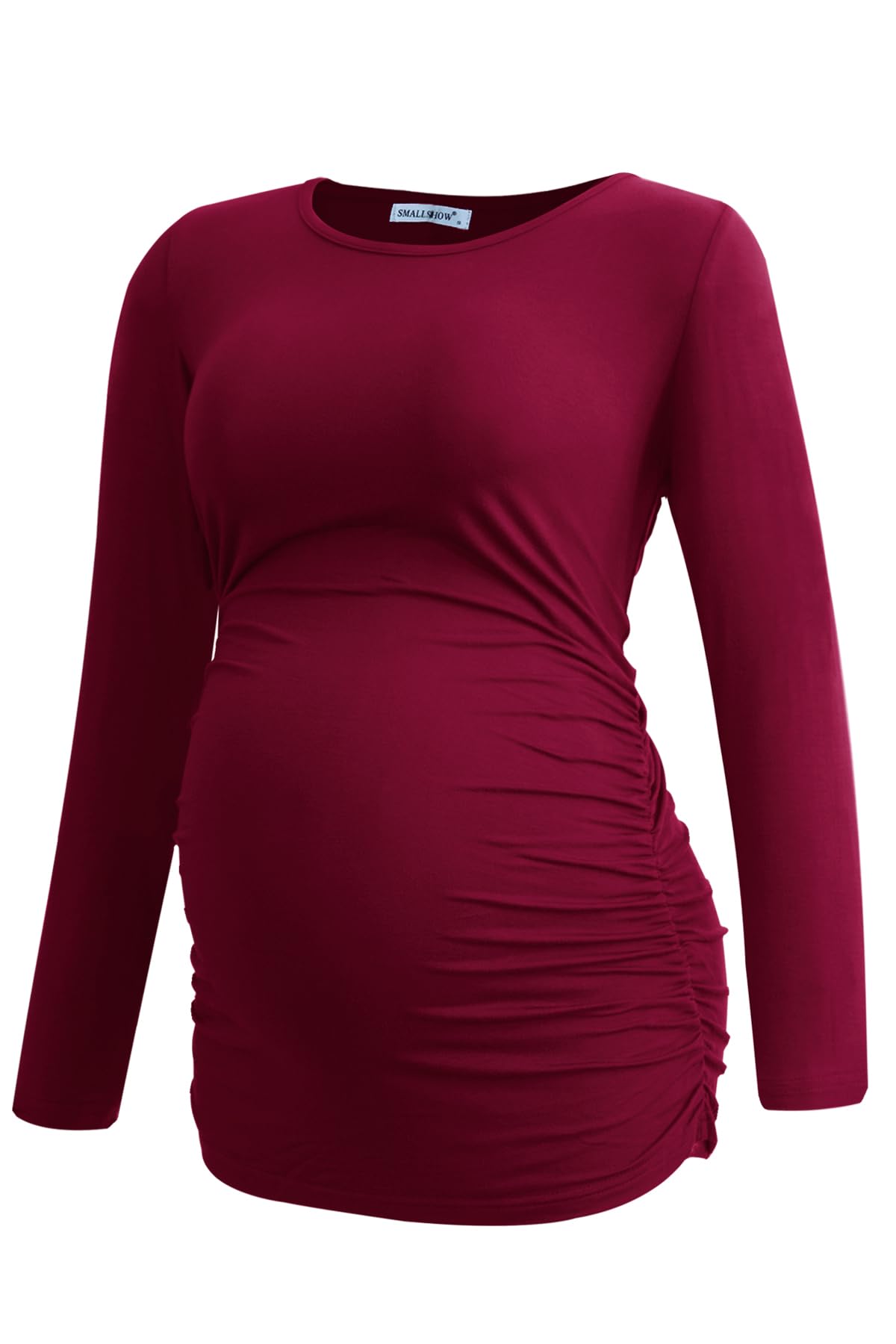 Smallshow Ropa Premama Mujer Manga Larga Camisetas Embarazadas de 3 Piezas,Black-Navy-Wine,M