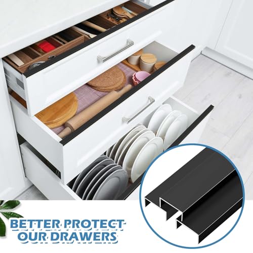 Image of MorningRo 8 Pcs Aluminum Cabinet Edge Protector for Wall Door Frame Cabinets Protection, Slip on Cabinet Door Edge Protector for Prevent Wear, Suit for Thickness Less Than 3 /4 inch (Matte Black)