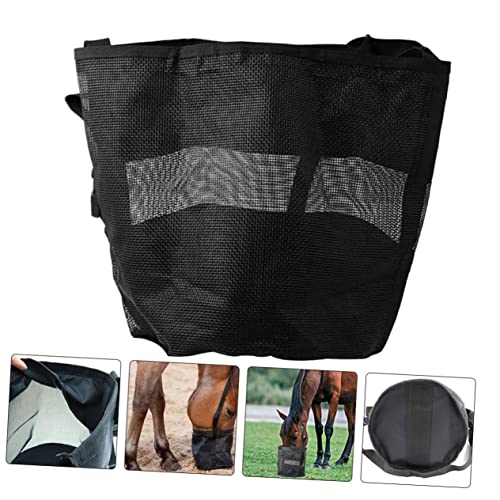 LIOOBO 3 Pecas saco de alimentação de cavalo saco de comida de cavalo tecido Bolsa de malha bolsa de