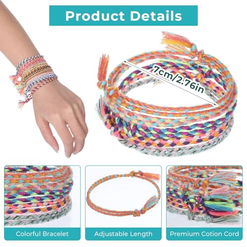 100PCS Woven Wrap Friendship Bracelets Bulk Handmade Braided Friendship Bracelet Colorful Adjustable String Bracelets for Women Men Hand Ankle Accessory2