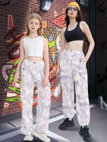 Image of Cromoncent Cargo Pants Girls & Women Parachute Pants Y2K Baggy Rave Clothes Waterproof with Pockets