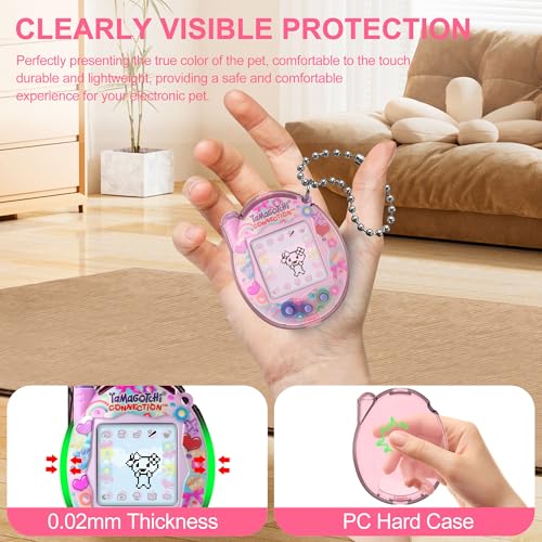 Image of for Tamagotchi Connection Case, Clear Hard PC Drop-Proof Protective Cover, Transparent Portable Carrying Storage Case for Tamagotchi Connection Accessories (Cover Only), Translucent Pink