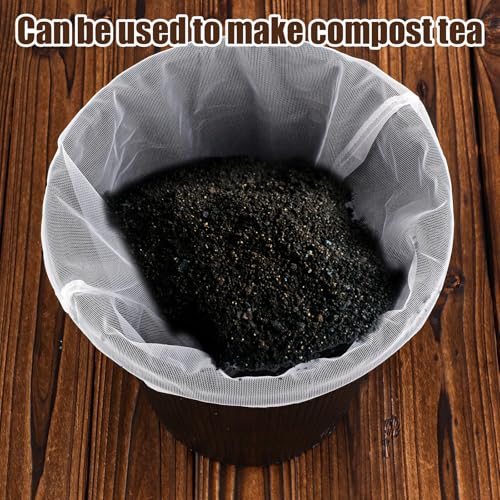 6stk Farbfilterbeutel 5 Gallonen, Weiß Farb- und Flüssigkeitssieb mit Kunststoffspachtel Eimersieb Feinmaschiger Farbfilterbeutel für Hydrokulturmalerei Gartenarbeit