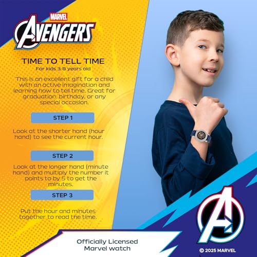 Montre à quartz Marvel pour garçon avec bracelet en silicone bleu WMA000388