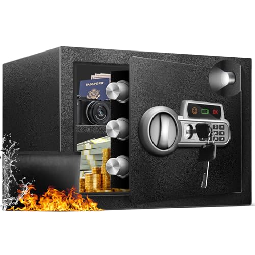 Fdsutvit Safe Box 1.5 Cu Ft, Steel Security with Fireproof Bag & Digital Electronic Keypad, Safety Lock Box, Sensor Light, Removable Shelf, Home Safe for Valuables Documents Money Jewelry