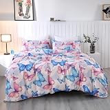 SDIII Colorful Butterfly Duvet Cover Full with 2 Pillowcases, Not Including Comforter Inside, Soft Microfiber Butterfly Bedding for Girls Kids Teens