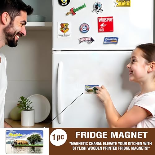 Image of Elegant Fridge Magnet with Themes |Rectangular Size Refrigerator Magnet with Magnetic Rubber Back | Pack of 1, 8.6cm X 5.4cm (Alappuzha)