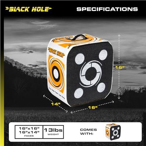 Image of Black Hole 4-Sided Archery Target, Uses Friction Not Force to Stop All Field Points and Broadheads, Open-Face Layered Design, Lightweight and Carry Strap for Portability