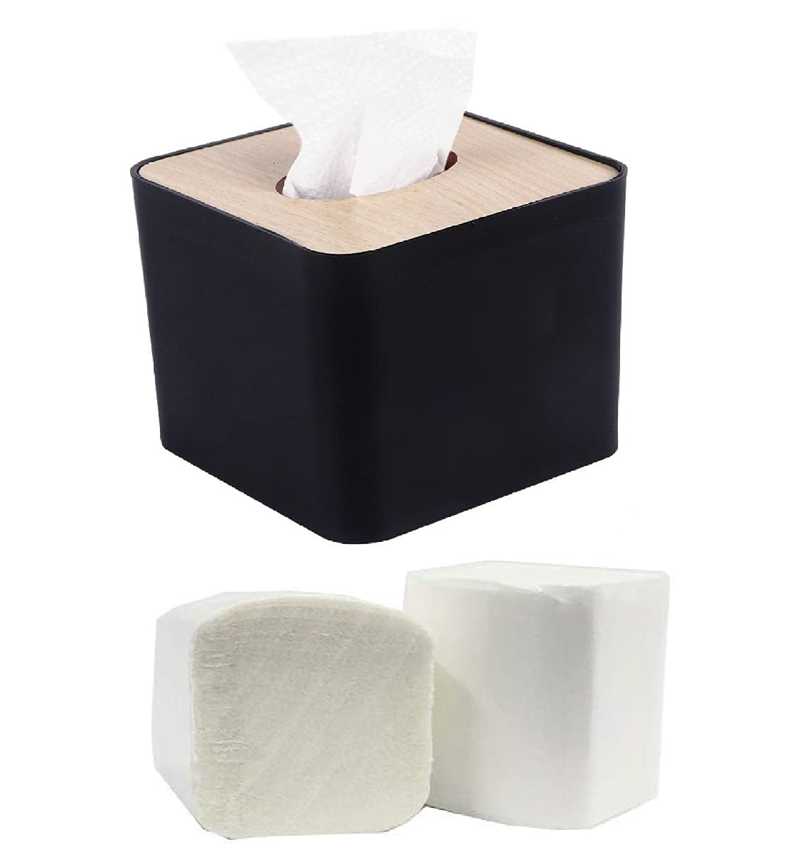 Dhwani Enterprise Pop Up Table Top Removable Bamboo Wooden Cover Tissue Box Dispenser Holder Square 1 Pc (Black) with 3 Pack of Tissue Paper Refill (B0CLZKSZS2) Amazon Price History, Amazon Price Tracker