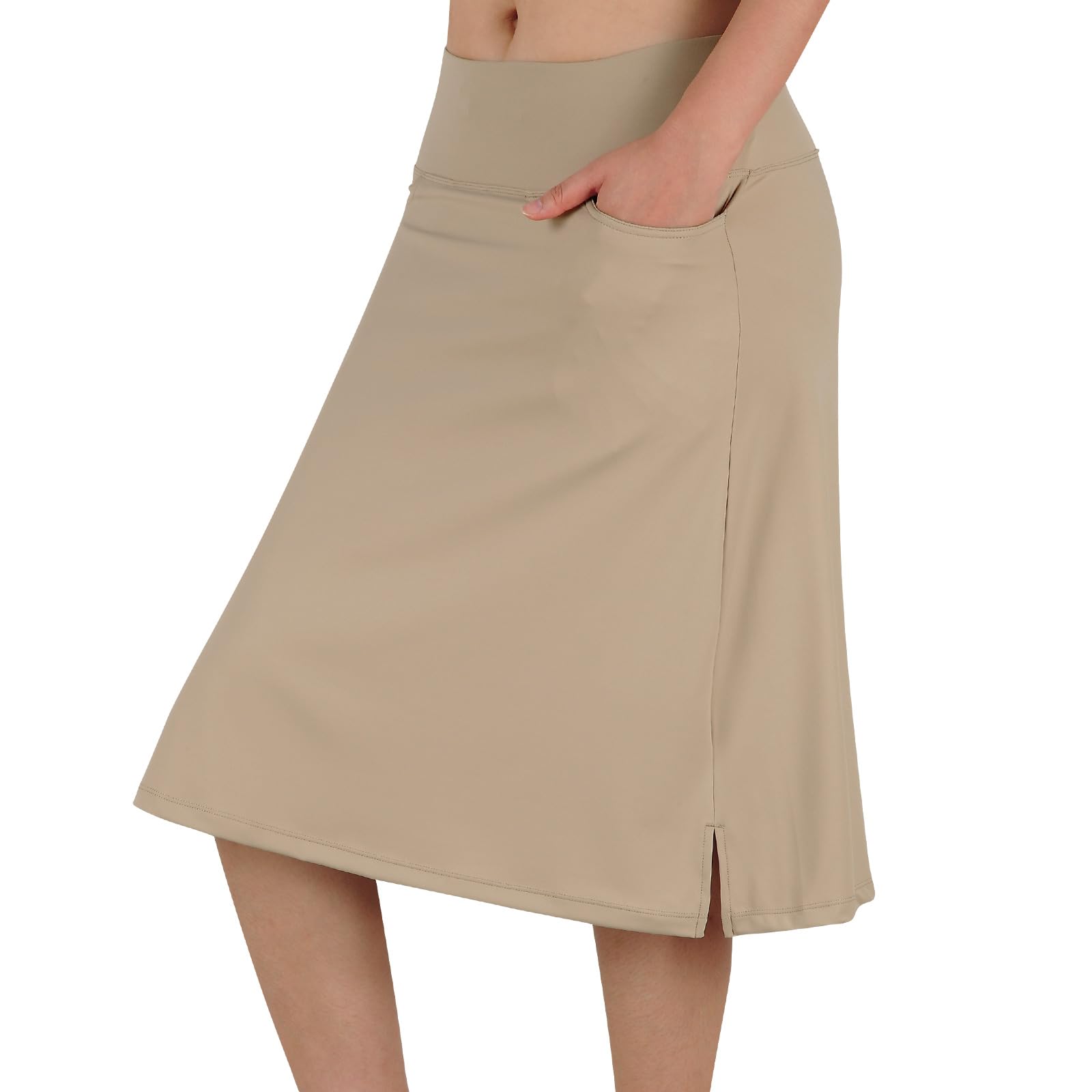 ANIVIVO Women's Skorts Knee Length, Modest Long Skort Athletic Sports Casual Skirt with High Waisted Pockets