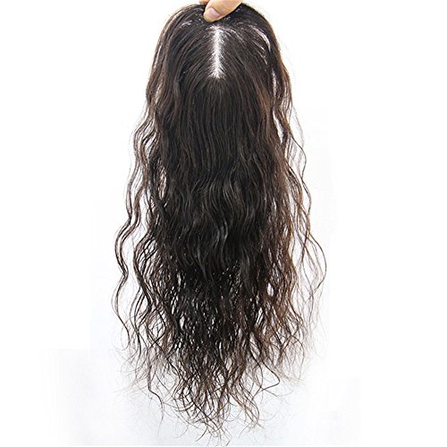 Remeehi Fluffy Curly Toppers Clip In Human Hair Toupee Wiglet Hairpiece For Women Thinning Hair 7 x 10cm,30cm Nature Black