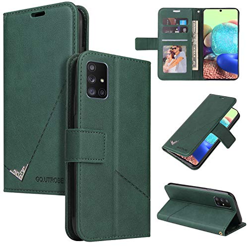 Preisvergleich Produktbild LODROC Galaxy A51 Hülle, TPU Lederhülle Magnetische Schutzhülle [Kartenfach] [Standfunktion], Stoßfeste Tasche Kompatibel für Samsung Galaxy A51 - LOYKB0600166 Grün