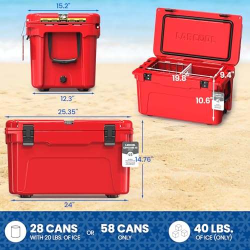 Image of Rotomolded Hard Cooler, Portable Small Ice Chest with 3-Inch Insulation, Heavy-Duty Beach Cooler for Camping, Fishing, Boating, Picnic, BBQ, Travel