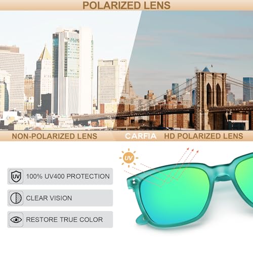Image of CARFIA Retro Acetate Polarized Sunglasses for Men UV400 Protection Driving Outdoor Anti-Glare Sun Glasses CA5354WS