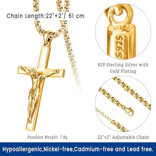 Eusense Cross Necklace for Women Men Crucifix Pendant Sterling Silver 925 Cruz De Caravaca Cross Jesus Crucifix Jewelry3