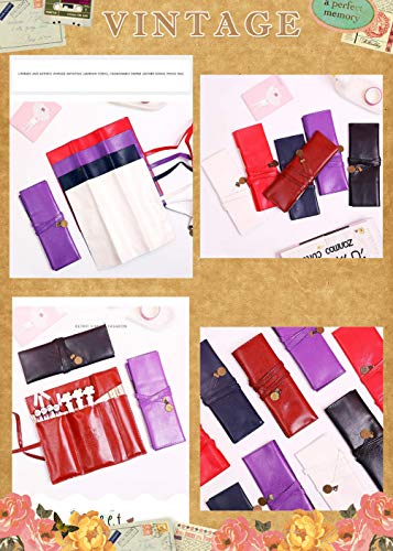 Retro Bandage Synthetic Leather Makeup Pouch Pen Pencil Bag Case (Purple) #TOP4