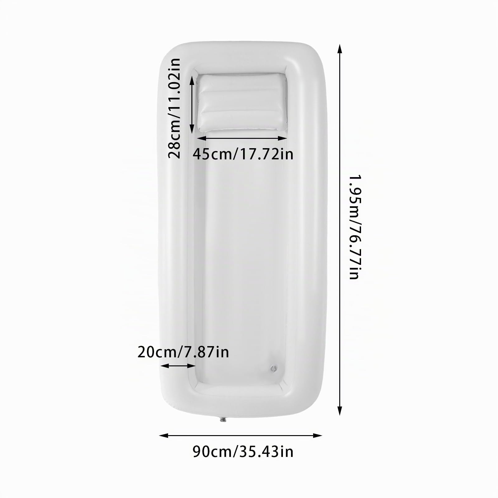 Ensemble de douche de baignoire gonflable médical, système de douche de baignoire de chevet 195*90*20 cm avec pompe pour patients âgés/handicapés/alités/patients alités dans le bain au lit