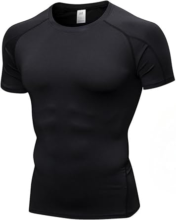 Men's Compression Shirts for Workout Moisture Wicking Quick Dry Running Athletic Base Layer Short Sleeve