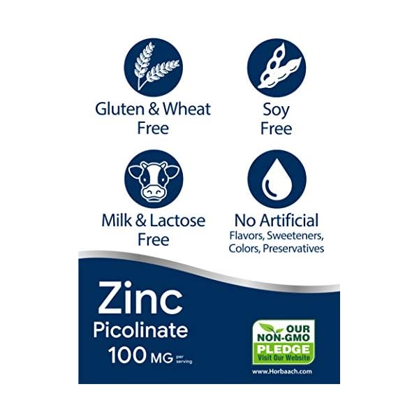 Zinc-Picolinate-100mg-180-Capsules-High-Potency-Non-GMO-Gluten-Free-Zinc-Supplement-by-Horbaach Zinc Picolinate 100mg | 180 Capsules | High Potency | Non-GMO, Gluten Free | Zinc Supplement | by Horbaach