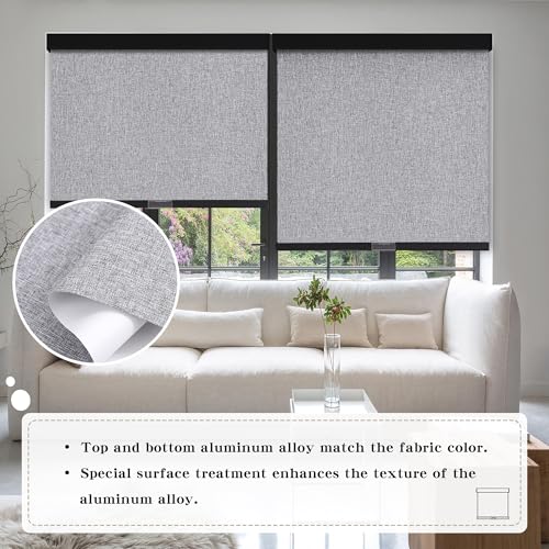 Image of SUNOFF Cordless Blackout Roller Shades for Windows,36.5 inch W x 72 inch H,Heather Grey